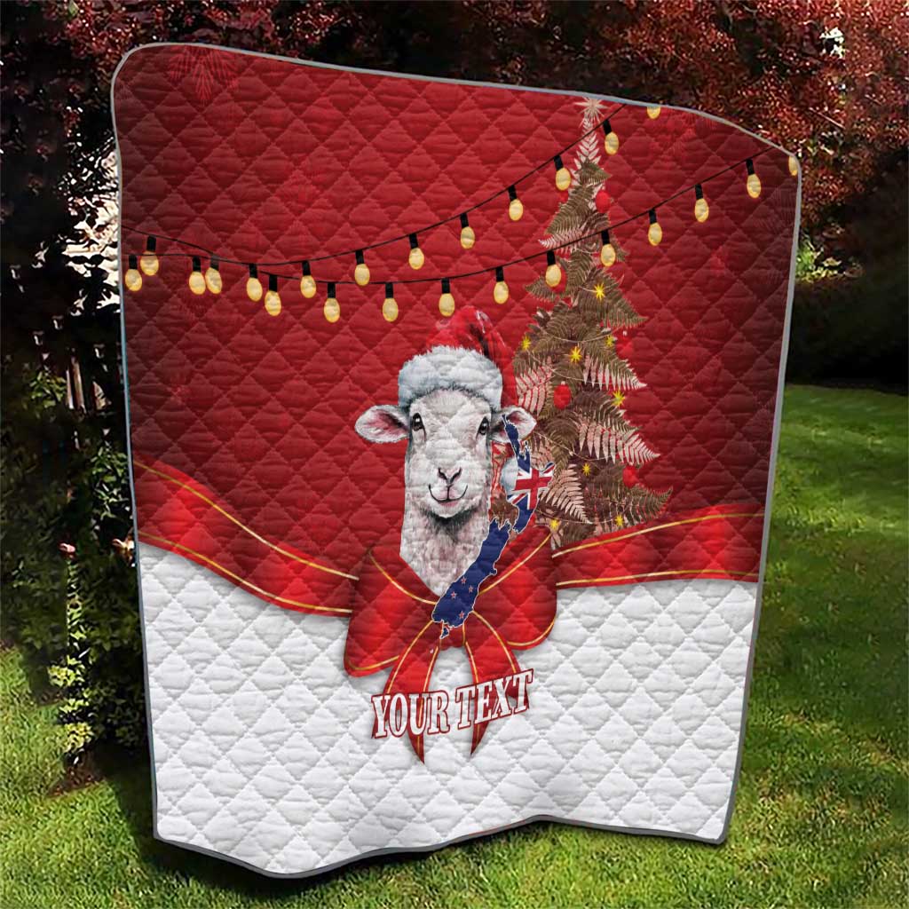 Personalized New Zealand Sheep Christmas Quilt Hipi Meri Kirihimete Silver Fern Xmas Tree - Polynesian Pride