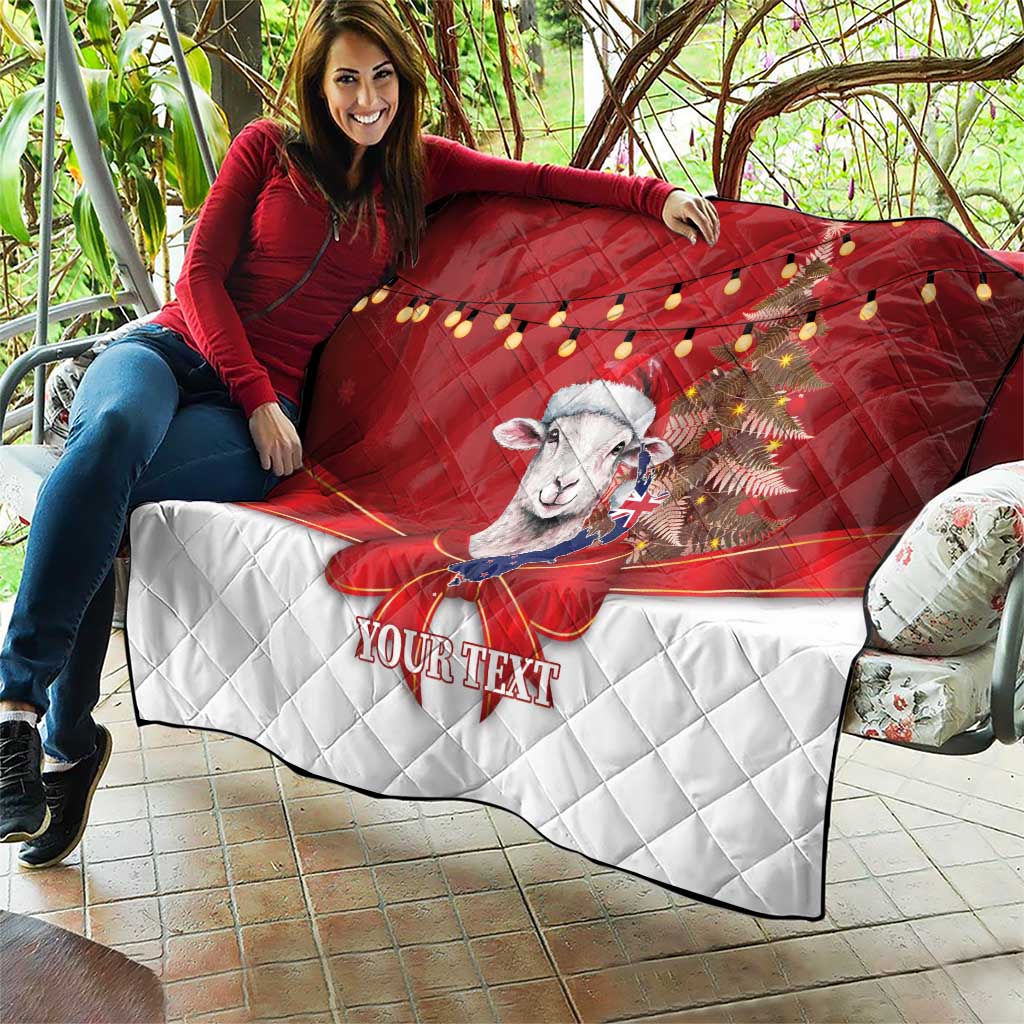 Personalized New Zealand Sheep Christmas Quilt Hipi Meri Kirihimete Silver Fern Xmas Tree - Polynesian Pride