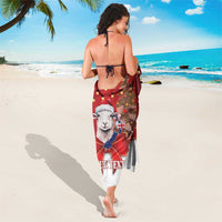 Personalized New Zealand Sheep Christmas Sarong Hipi Meri Kirihimete Silver Fern Xmas Tree - Polynesian Pride