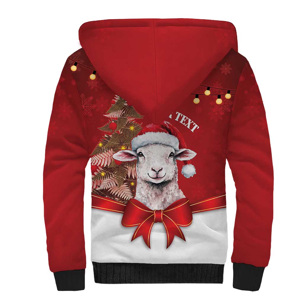 Personalized New Zealand Sheep Christmas Sherpa Hoodie Hipi Meri Kirihimete Silver Fern Xmas Tree LT14 - Polynesian Pride