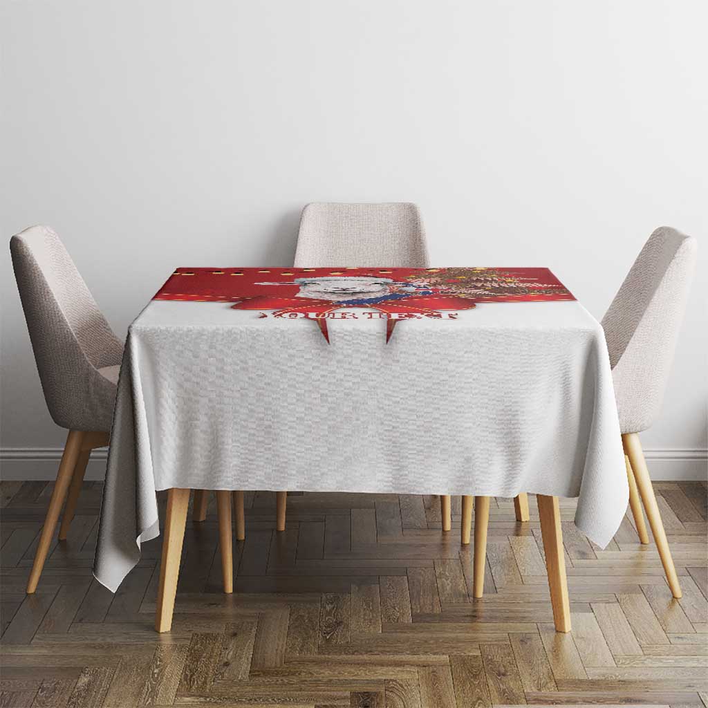Personalized New Zealand Sheep Christmas Tablecloth Hipi Meri Kirihimete Silver Fern Xmas Tree - Polynesian Pride