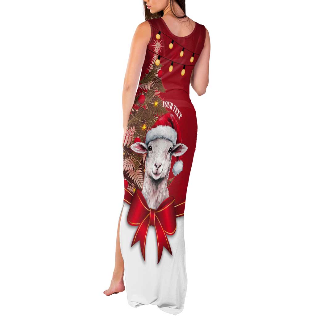 Personalized New Zealand Sheep Christmas Tank Maxi Dress Hipi Meri Kirihimete Silver Fern Xmas Tree - Polynesian Pride