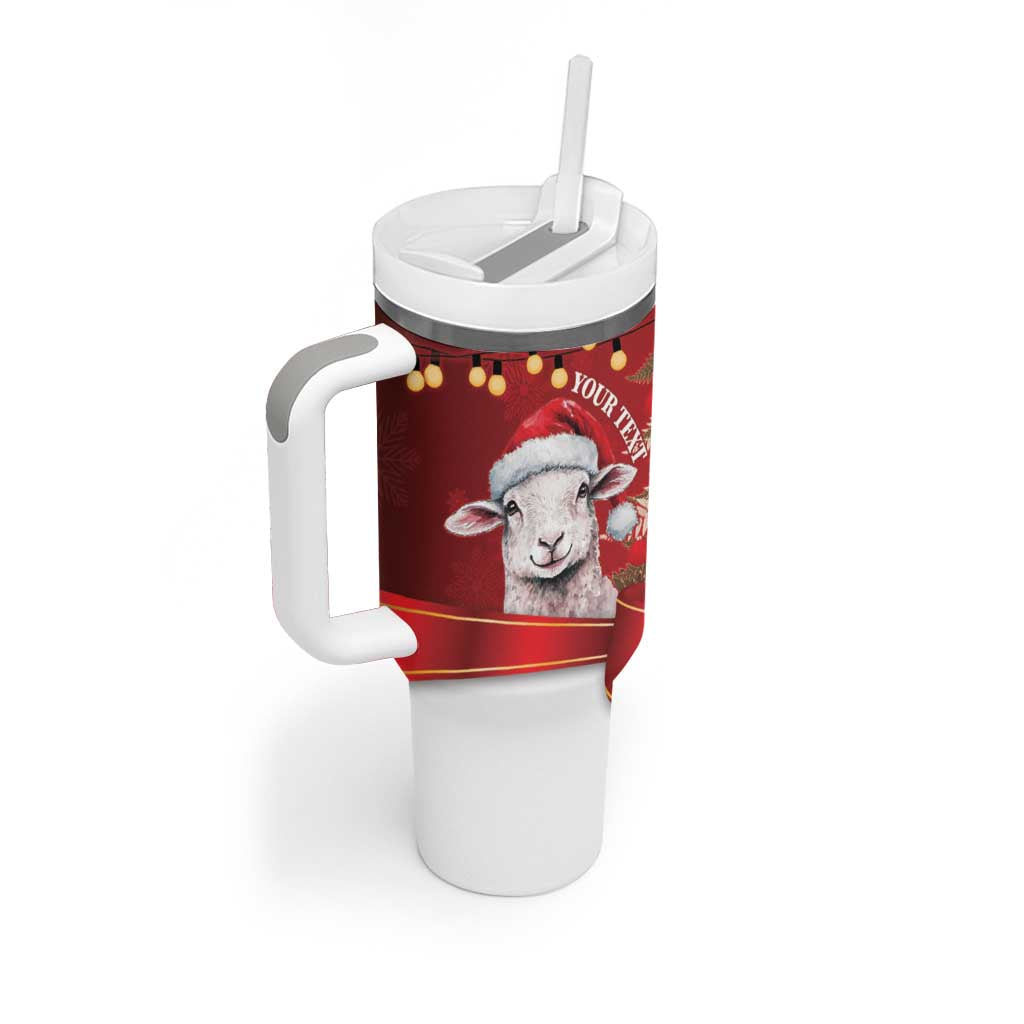 Personalized New Zealand Sheep Christmas Tumbler With Handle Hipi Meri Kirihimete Silver Fern Xmas Tree - Polynesian Pride
