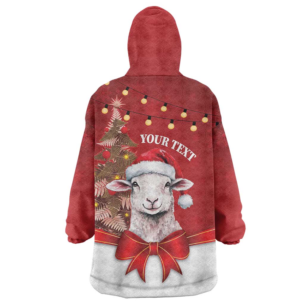 Personalized New Zealand Sheep Christmas Wearable Blanket Hoodie Hipi Meri Kirihimete Silver Fern Xmas Tree LT14 - Polynesian Pride