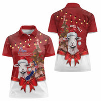 Personalized New Zealand Sheep Christmas Women Polo Shirt Hipi Meri Kirihimete Silver Fern Xmas Tree LT14 - Polynesian Pride