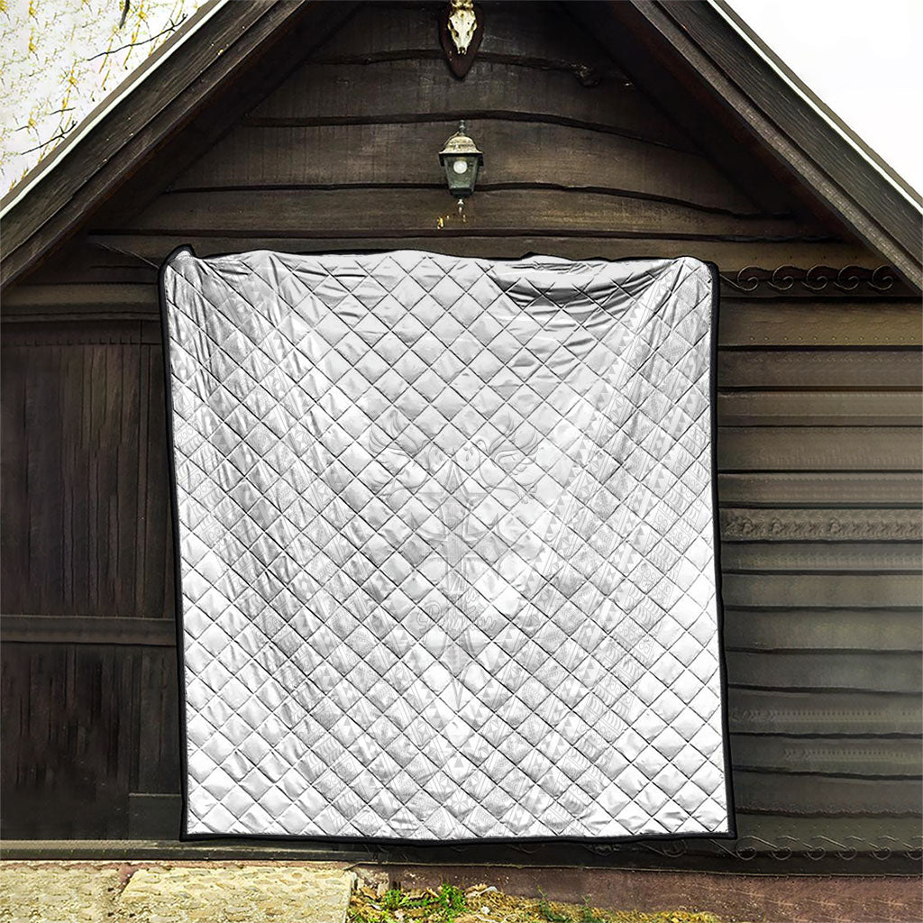 Peniamina Gospel Day Niue Quilt Cross Dove Hiapo Pattern White LT14 - Polynesian Pride