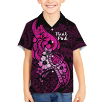 Polynesia Breast Cancer Awareness Family Matching Long Sleeve Bodycon Dress and Hawaiian Shirt Think Pink Polynesian Ribbon Black Version LT14 Son's Shirt Pink - Polynesian Pride