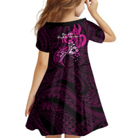 polynesia-breast-cancer-awareness-kid-short-sleeve-dress-think-pink-polynesian-ribbon-black-version