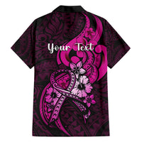 Personalised Polynesia Breast Cancer Awareness Family Matching Long Sleeve Bodycon Dress and Hawaiian Shirt Think Pink Polynesian Ribbon Black Version LT14 - Polynesian Pride