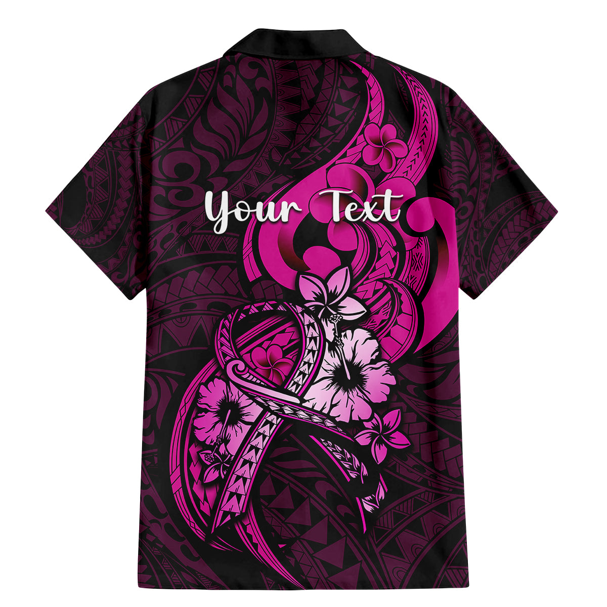 Personalised Polynesia Breast Cancer Awareness Family Matching Mermaid Dress and Hawaiian Shirt Think Pink Polynesian Ribbon Black Version LT14 - Polynesian Pride