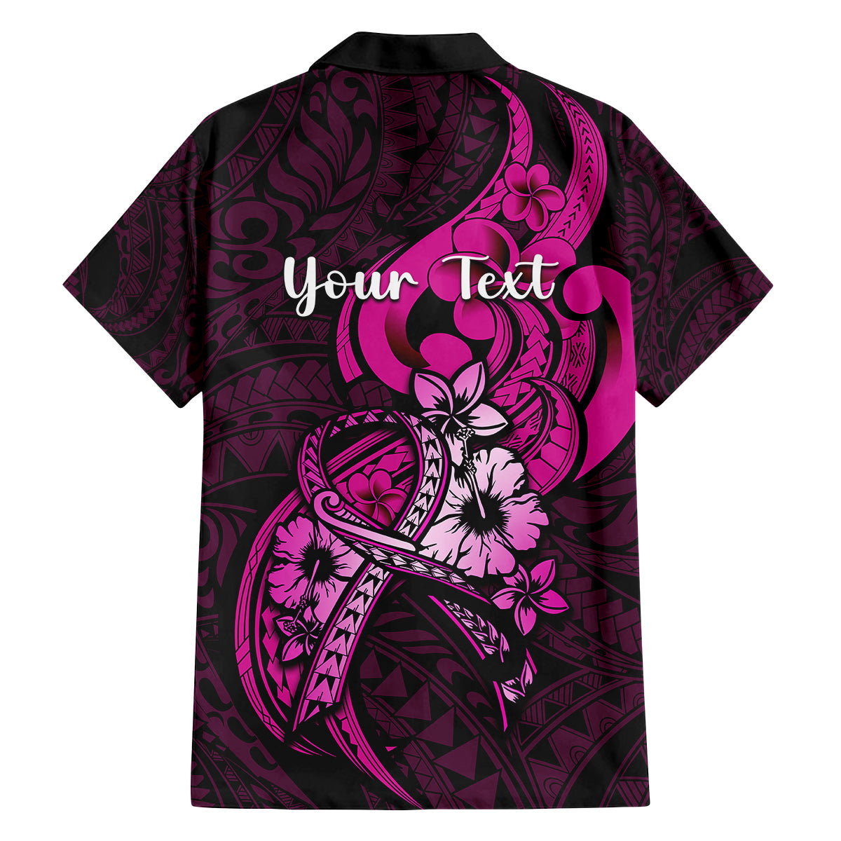 personalised-polynesia-breast-cancer-awareness-family-matching-off-shoulder-maxi-dress-and-hawaiian-shirt-think-pink-polynesian-ribbon-black-version