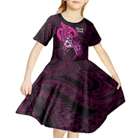 personalised-polynesia-breast-cancer-awareness-kid-short-sleeve-dress-think-pink-polynesian-ribbon-black-version