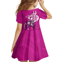Polynesia Breast Cancer Awareness Family Matching Long Sleeve Bodycon Dress and Hawaiian Shirt Think Pink Polynesian Ribbon White Version LT14 - Polynesian Pride