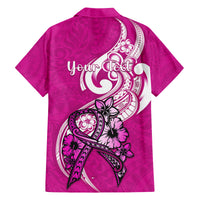 Personalised Polynesia Breast Cancer Awareness Family Matching Long Sleeve Bodycon Dress and Hawaiian Shirt Think Pink Polynesian Ribbon White Version LT14 - Polynesian Pride