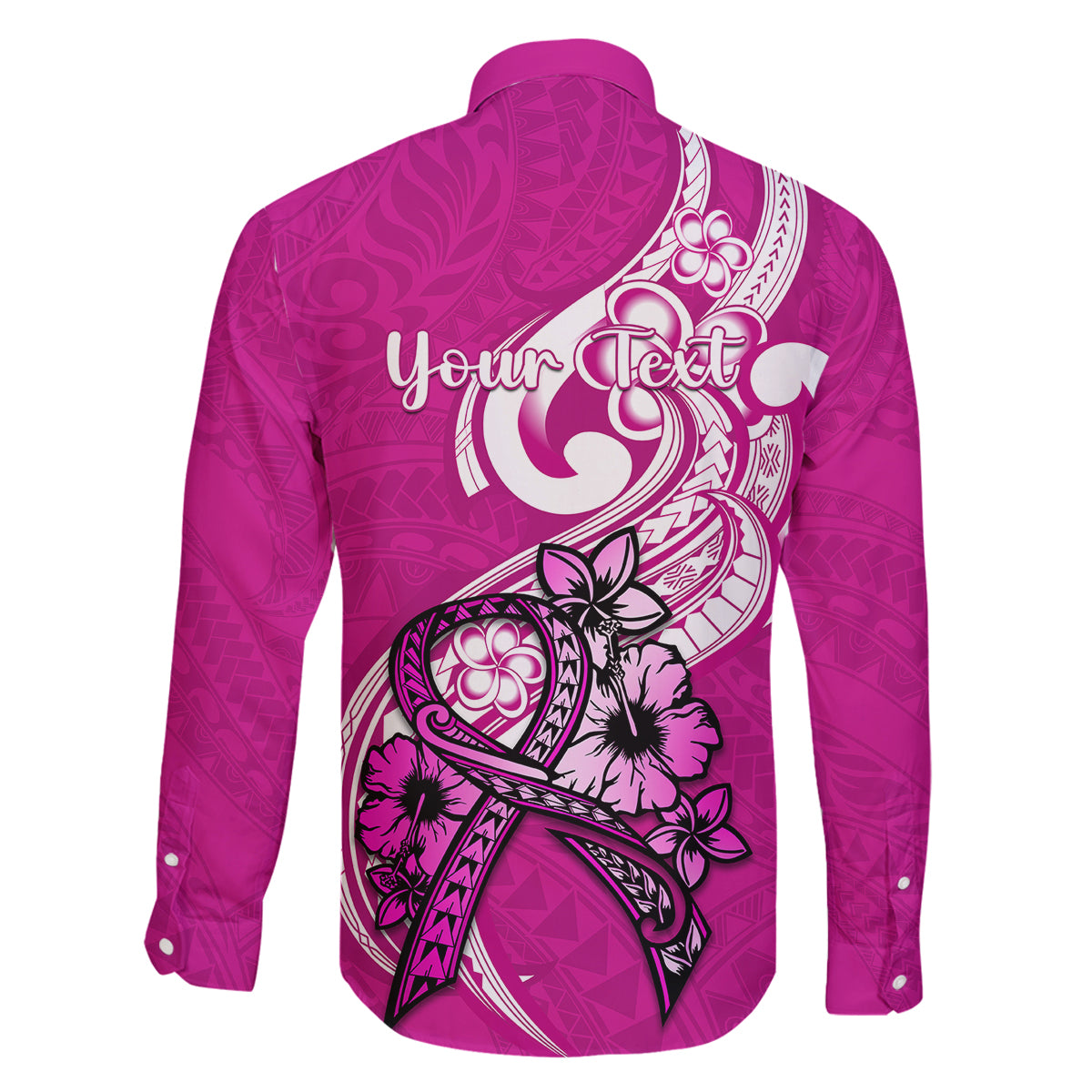 personalised-polynesia-breast-cancer-awareness-family-matching-off-shoulder-maxi-dress-and-hawaiian-shirt-think-pink-polynesian-ribbon-white-version