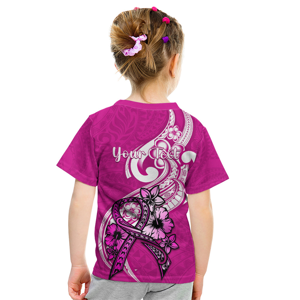 Personalised Polynesia Breast Cancer Awareness Kid T Shirt Think Pink Polynesian Ribbon White Version LT14 - Polynesian Pride