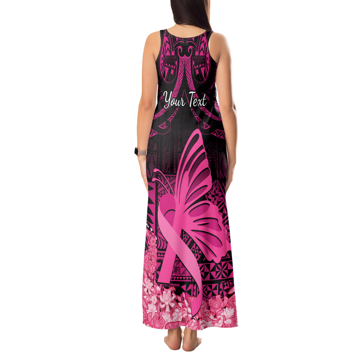 presonalised-tonga-breast-cancer-awareness-tank-maxi-dress-pink-ribbon-brave-strong-warrior-tongan-ngatu-pattern