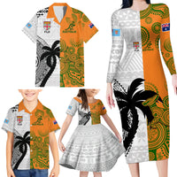 Fiji And Australia Rugby Family Matching Long Sleeve Bodycon Dress and Hawaiian Shirt 2023 World Cup Aboriginal Mix Tapa Pattern LT14 - Polynesian Pride