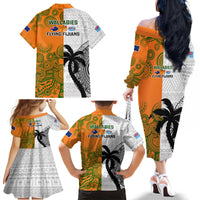 Fiji And Australia Rugby Family Matching Off Shoulder Long Sleeve Dress and Hawaiian Shirt 2023 World Cup Aboriginal Mix Tapa Pattern LT14 - Polynesian Pride