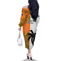 Fiji And Australia Rugby Family Matching Off Shoulder Long Sleeve Dress and Hawaiian Shirt 2023 World Cup Aboriginal Mix Tapa Pattern LT14 - Polynesian Pride