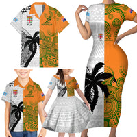 Fiji And Australia Rugby Family Matching Short Sleeve Bodycon Dress and Hawaiian Shirt 2023 World Cup Aboriginal Mix Tapa Pattern LT14 - Polynesian Pride