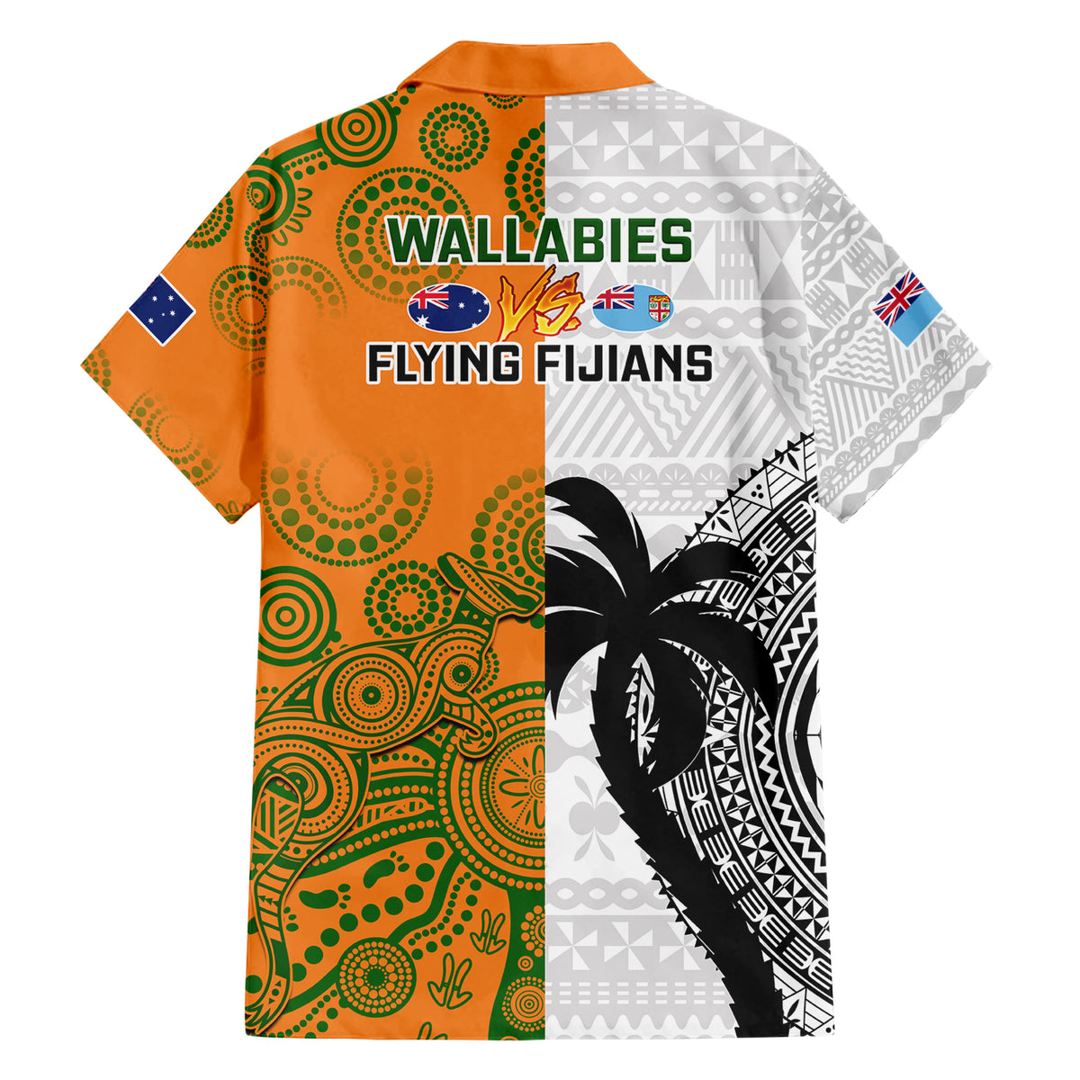Fiji And Australia Rugby Family Matching Short Sleeve Bodycon Dress and Hawaiian Shirt 2023 World Cup Aboriginal Mix Tapa Pattern LT14 - Polynesian Pride