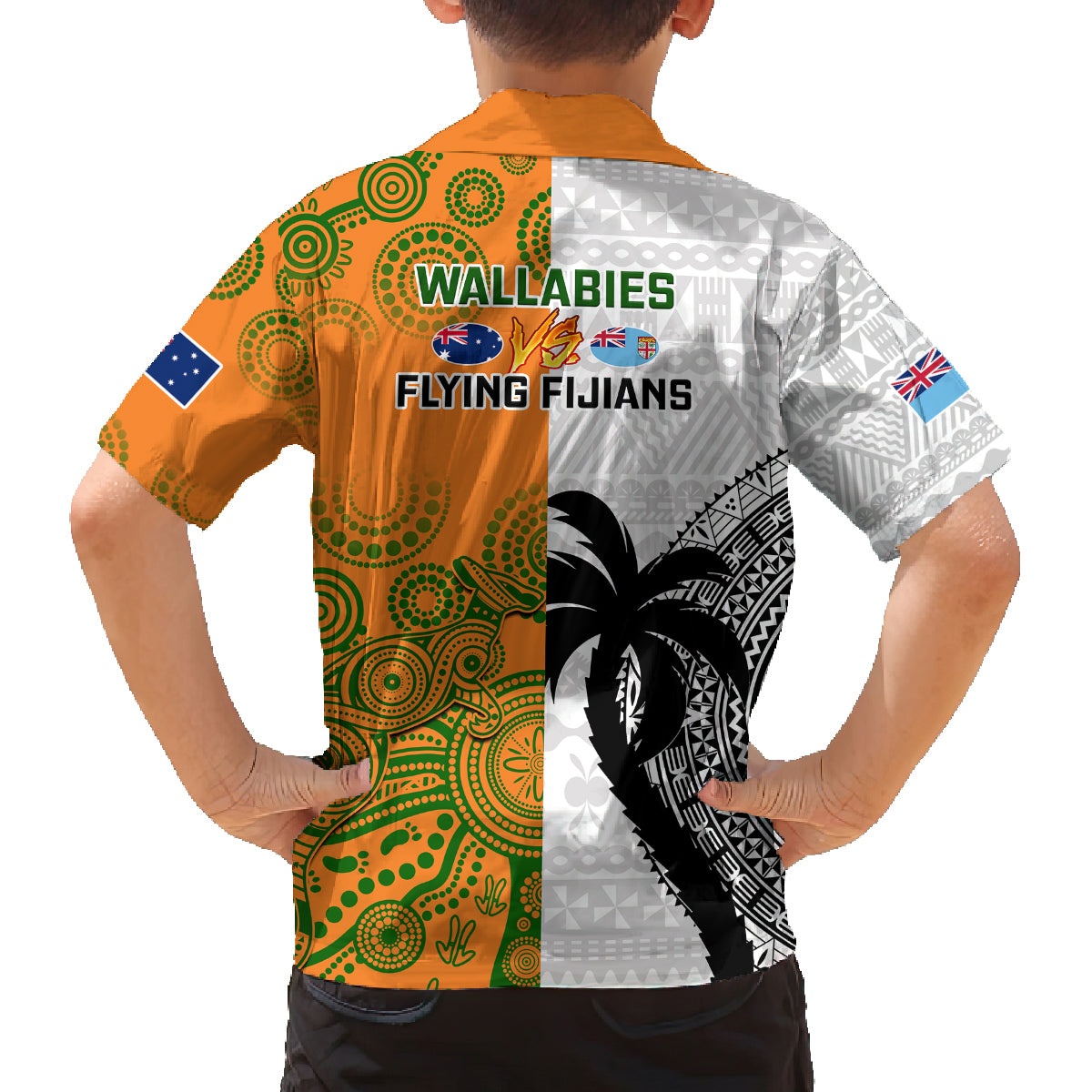 fiji-and-australia-rugby-family-matching-summer-maxi-dress-and-hawaiian-shirt-2023-world-cup-aboriginal-mix-tapa-pattern