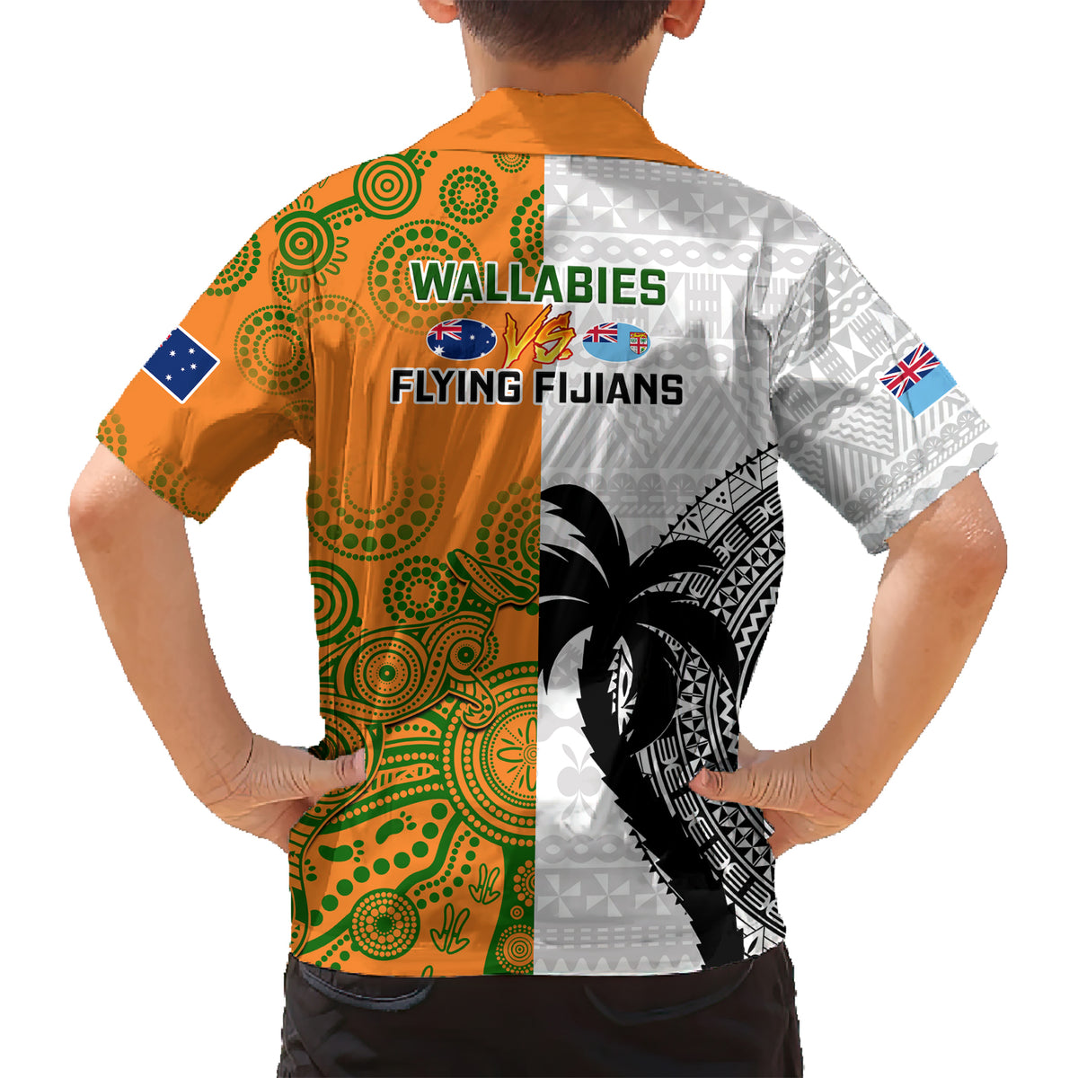 fiji-and-australia-rugby-kid-hawaiian-shirt-2023-world-cup-aboriginal-mix-tapa-pattern