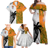 Custom Fiji And Australia Rugby Family Matching Off Shoulder Maxi Dress and Hawaiian Shirt 2023 World Cup Aboriginal Mix Tapa Pattern LT14 - Polynesian Pride