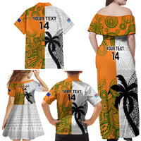 Custom Fiji And Australia Rugby Family Matching Off Shoulder Maxi Dress and Hawaiian Shirt 2023 World Cup Aboriginal Mix Tapa Pattern LT14 - Polynesian Pride