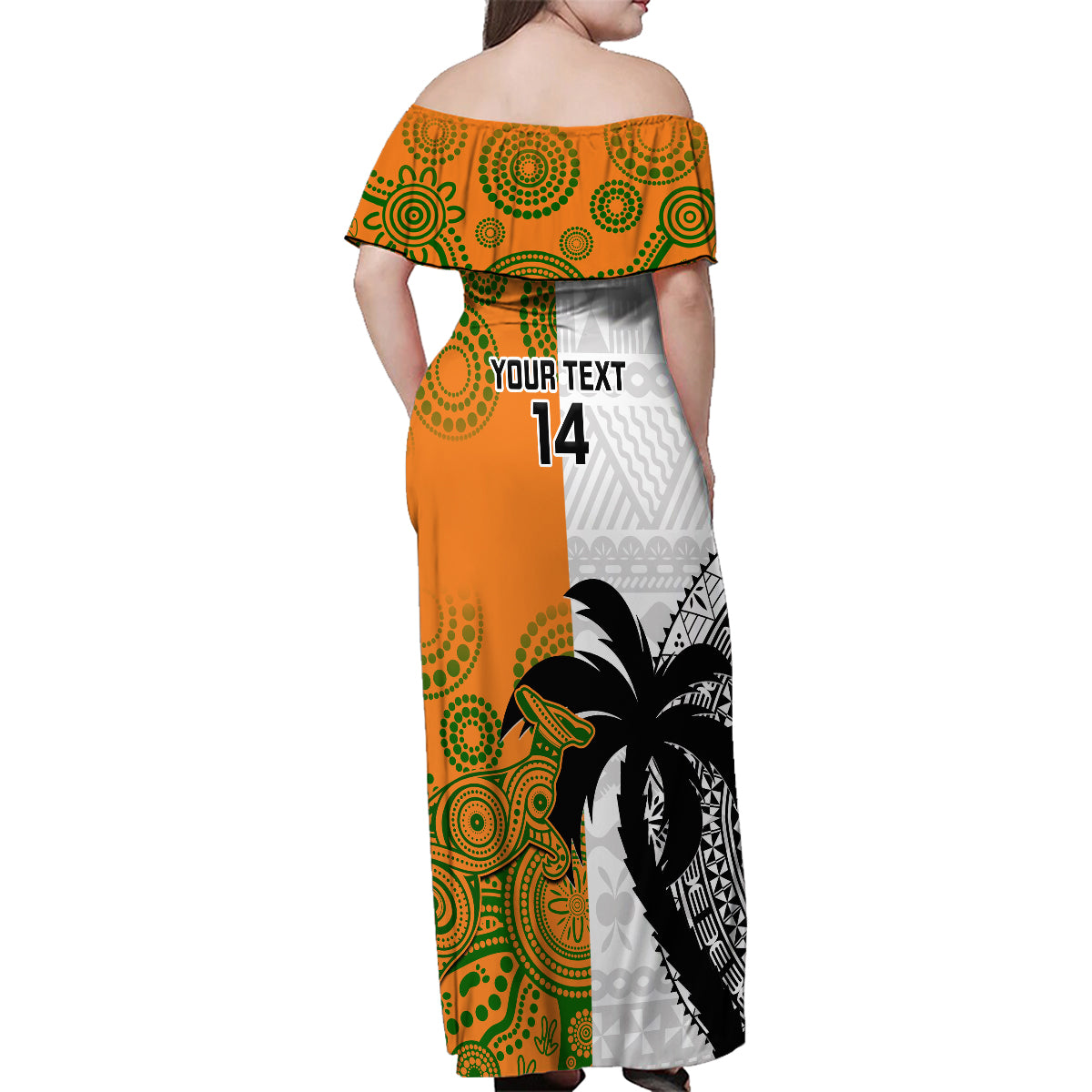 Custom Fiji And Australia Rugby Family Matching Off Shoulder Maxi Dress and Hawaiian Shirt 2023 World Cup Aboriginal Mix Tapa Pattern LT14 - Polynesian Pride