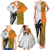Custom Fiji And Australia Rugby Family Matching Tank Maxi Dress and Hawaiian Shirt 2023 World Cup Aboriginal Mix Tapa Pattern LT14 - Polynesian Pride