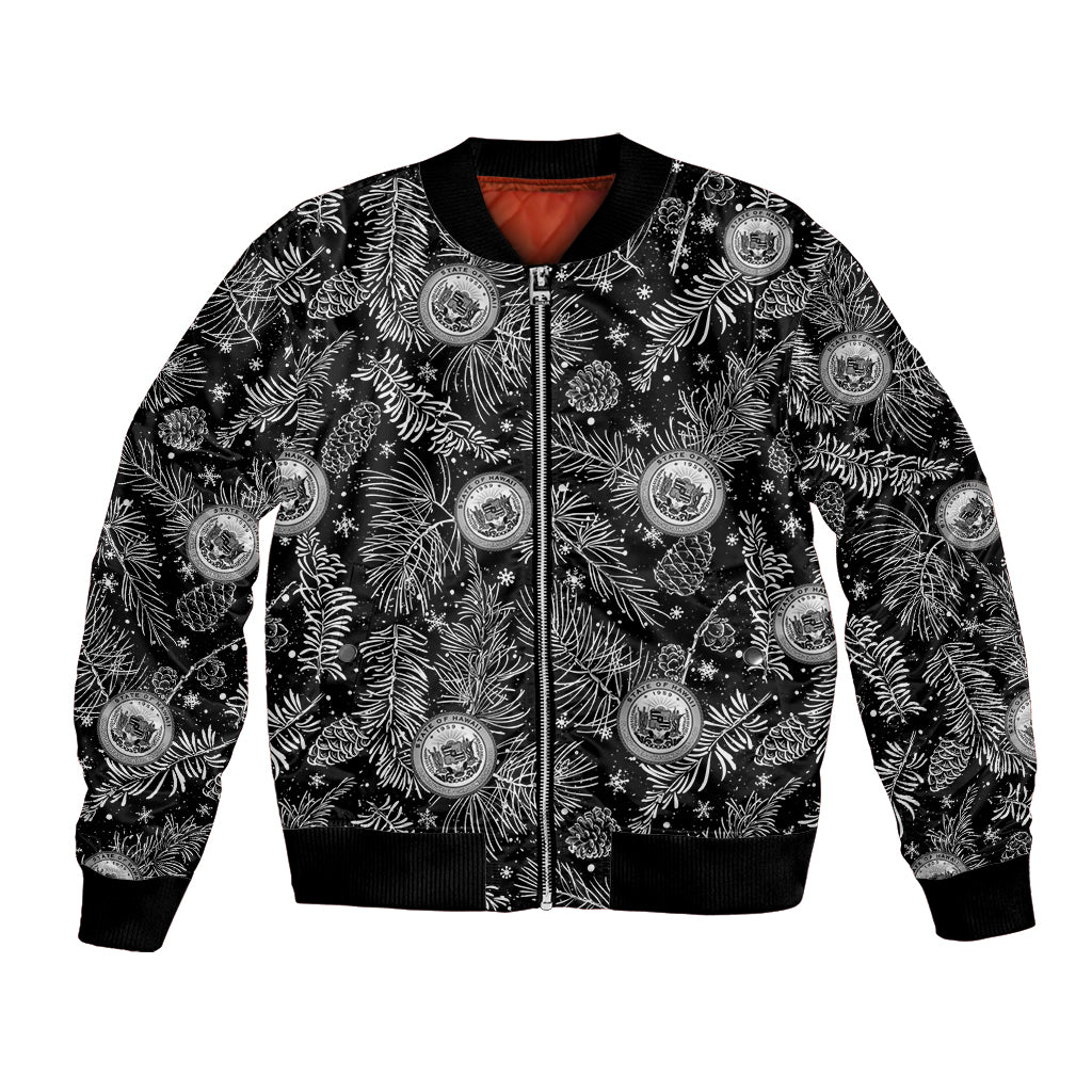 Hawaii Christmas Bomber Jacket Tropical Style With Coat Of Arms LT14 Unisex Black - Polynesian Pride