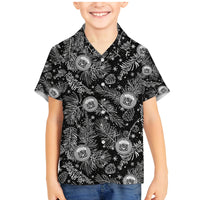 Hawaii Christmas Family Matching Mermaid Dress and Hawaiian Shirt Tropical Style With Coat Of Arms LT14 Son's Shirt Black - Polynesian Pride