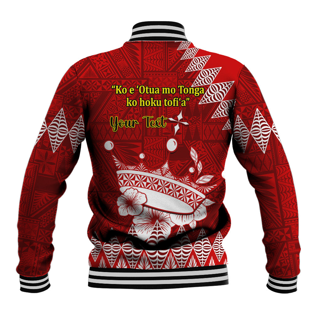Personalised Tonga King Tupou I Day Baseball Jacket Tongan Ngatu Pattern With Crown LT14 - Polynesian Pride
