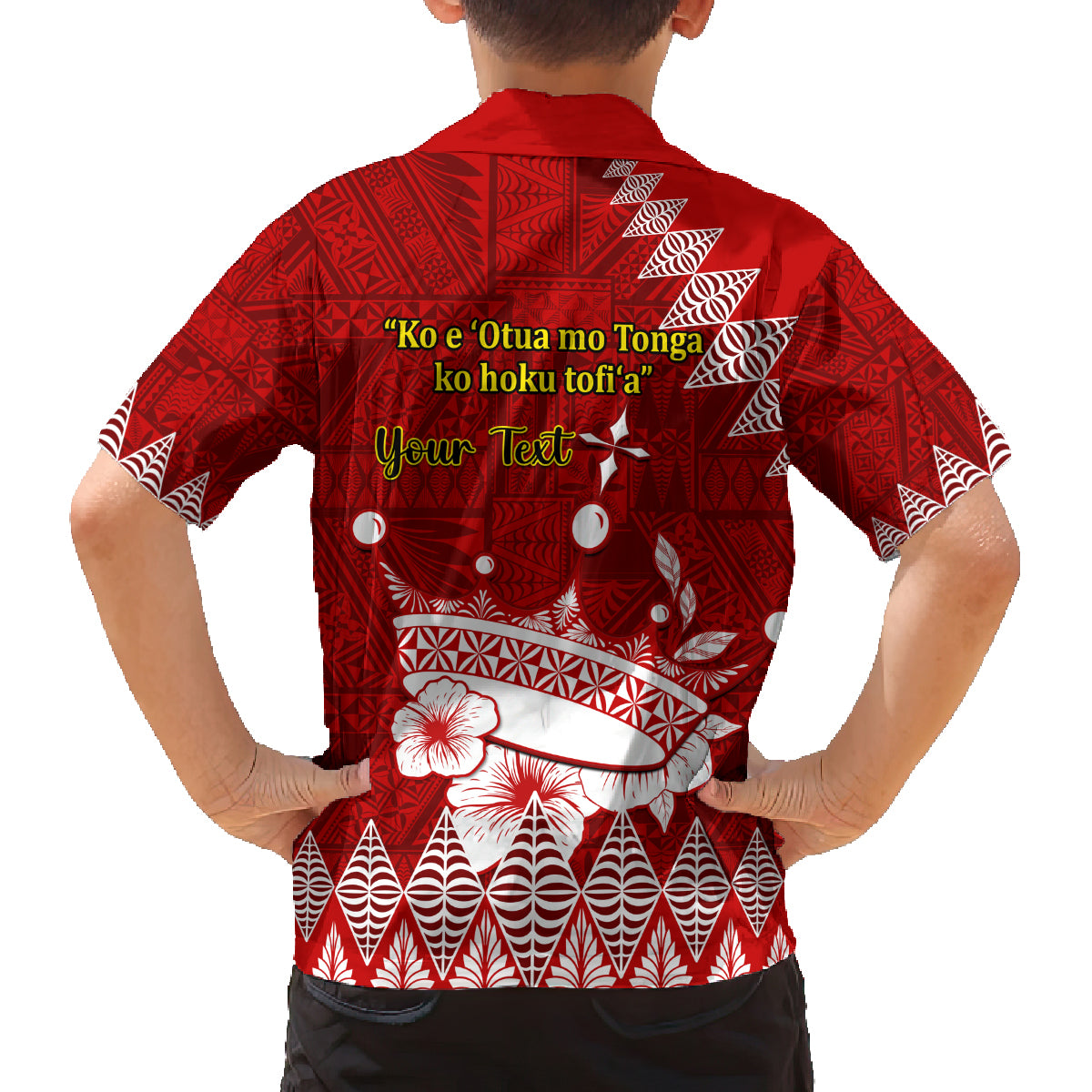 Personalised Tonga King Tupou I Day Family Matching Off Shoulder Short Dress and Hawaiian Shirt Tongan Ngatu Pattern With Crown LT14 - Polynesian Pride