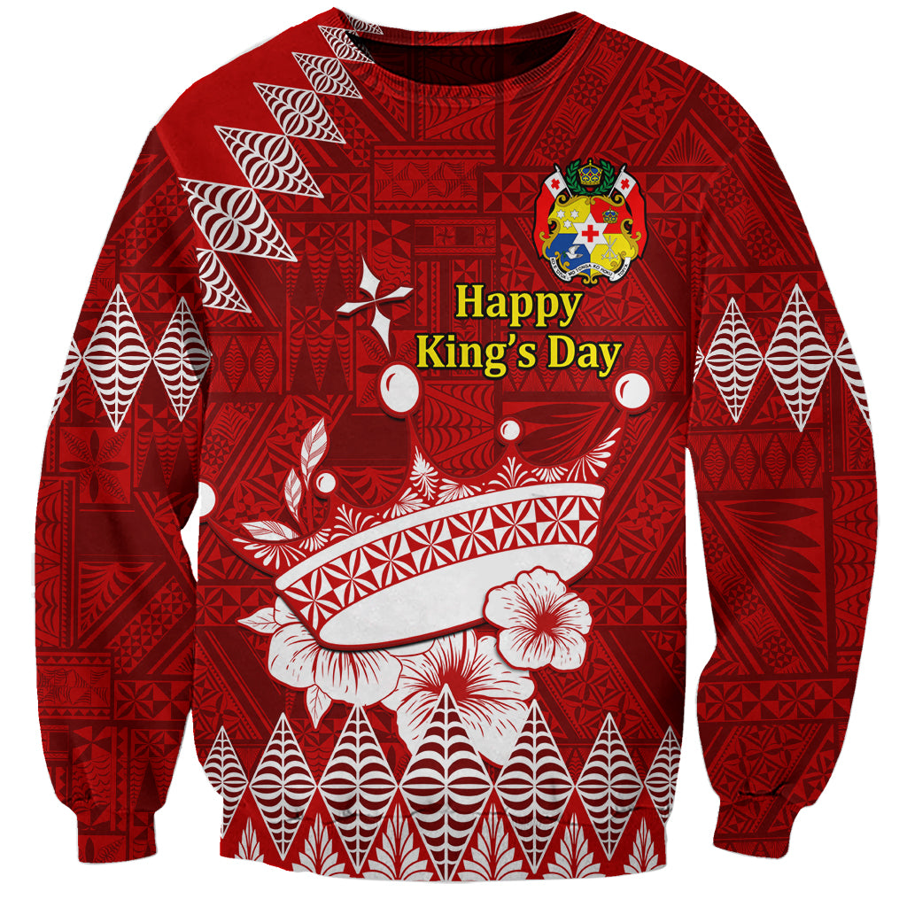 Personalised Tonga King Tupou I Day Sweatshirt Tongan Ngatu Pattern With Crown LT14 Unisex Red - Polynesian Pride