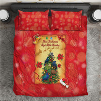 New Zealand Christmas Bedding Set Meri Kirihimete NZ Xmas Tree Animals LT14 Red - Polynesian Pride