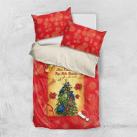 New Zealand Christmas Bedding Set Meri Kirihimete NZ Xmas Tree Animals LT14 US Twin 172cm x 218cm Red - Polynesian Pride