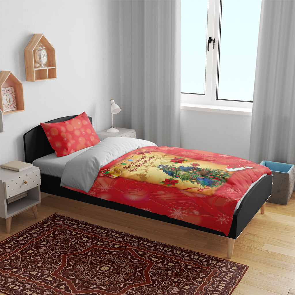 New Zealand Christmas Bedding Set Meri Kirihimete NZ Xmas Tree Animals LT14 - Polynesian Pride