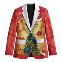 Personalised New Zealand Christmas Blazer Meri Kirihimete NZ Xmas Tree Animals LT14 Unisex Red - Polynesian Pride