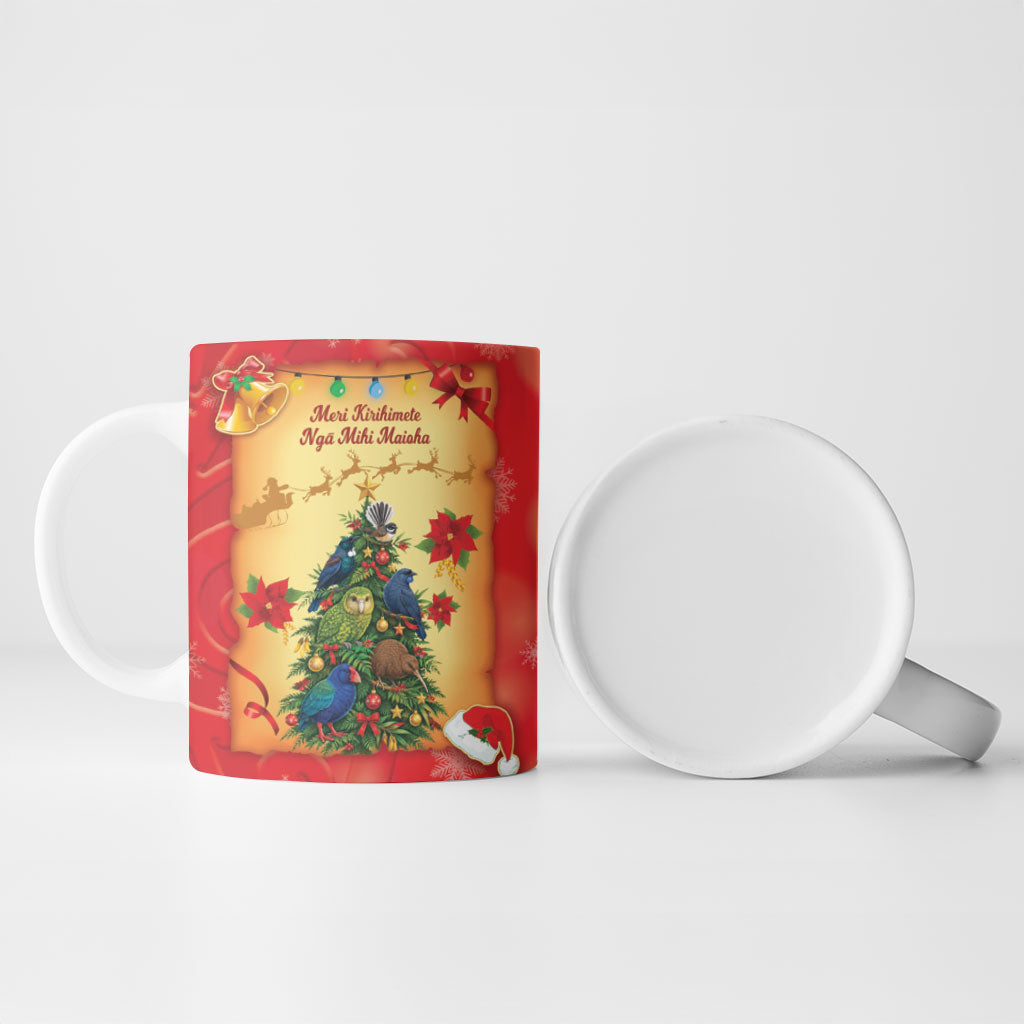Personalised New Zealand Christmas Ceramic Mug Meri Kirihimete NZ Xmas Tree Animals LT14 - Polynesian Pride
