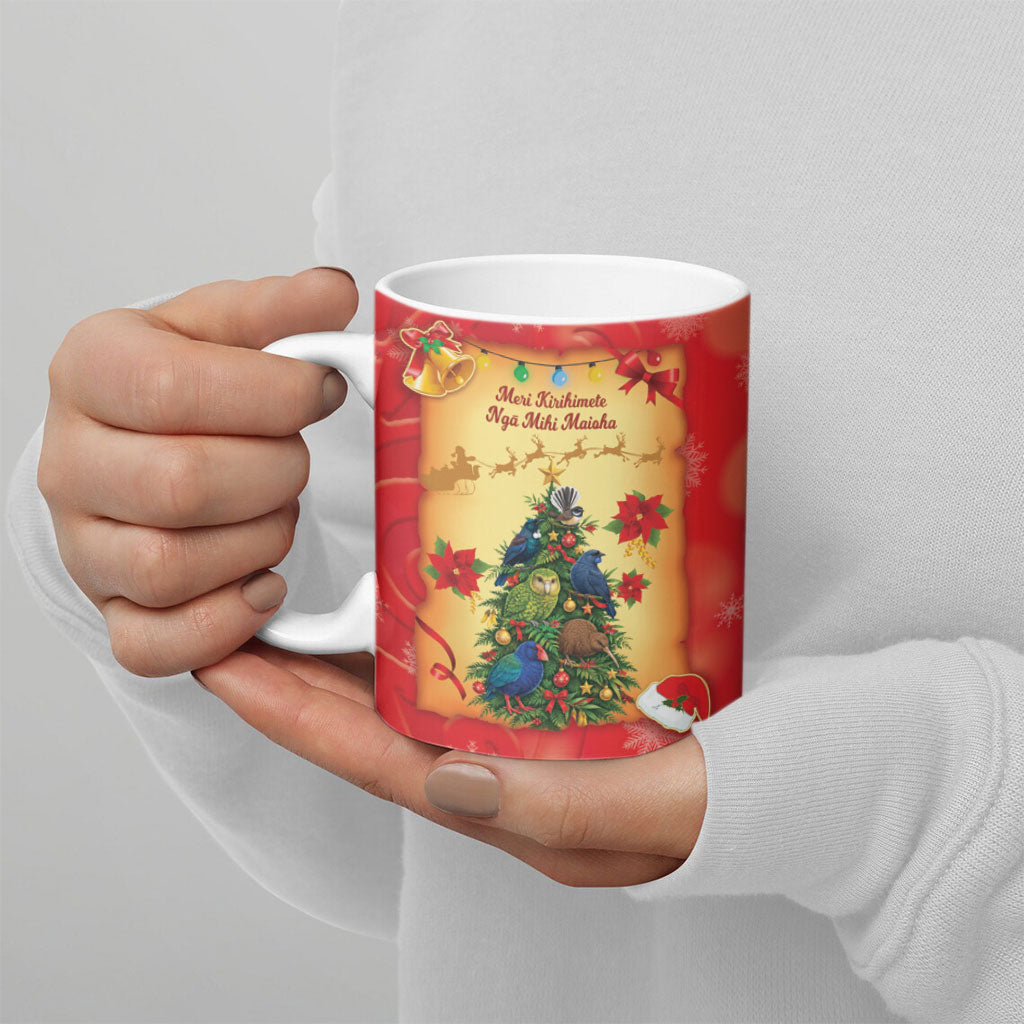 Personalised New Zealand Christmas Ceramic Mug Meri Kirihimete NZ Xmas Tree Animals LT14 - Polynesian Pride