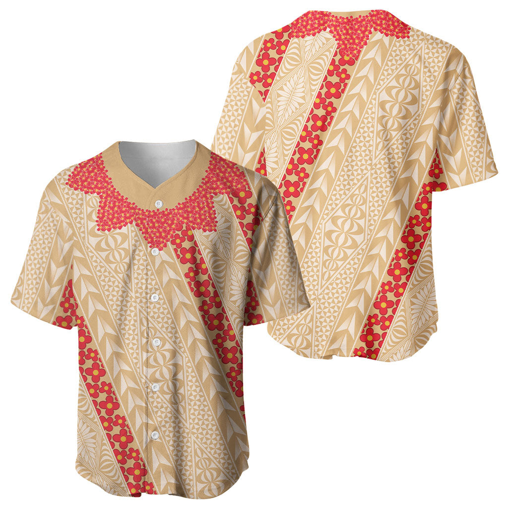 Malo e Lelei Tonga Baseball Jersey Heilala Lei Tongan Ngatu Pattern LT14 - Polynesian Pride