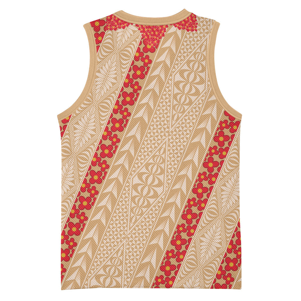 Malo e Lelei Tonga Basketball Jersey Heilala Lei Tongan Ngatu Pattern LT14 - Polynesian Pride