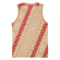Malo e Lelei Tonga Basketball Jersey Heilala Lei Tongan Ngatu Pattern LT14 - Polynesian Pride