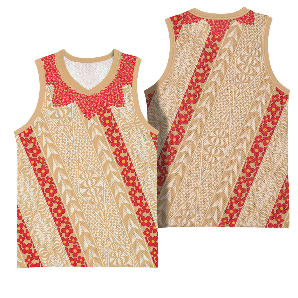 Malo e Lelei Tonga Basketball Jersey Heilala Lei Tongan Ngatu Pattern LT14 - Polynesian Pride