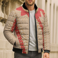 Malo e Lelei Tonga Bomber Puffer Jacket Heilala Lei Tongan Ngatu Pattern LT14 - Polynesian Pride