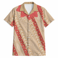 Malo e Lelei Tonga Hawaiian Shirt Heilala Lei Tongan Ngatu Pattern LT14 Beige - Polynesian Pride