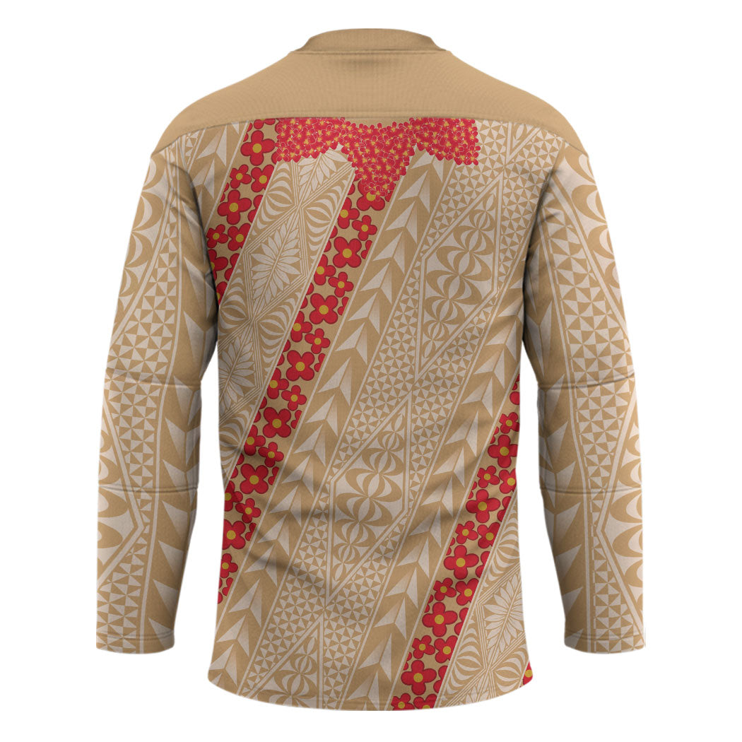Malo e Lelei Tonga Hockey Jersey Heilala Lei Tongan Ngatu Pattern LT14 - Polynesian Pride